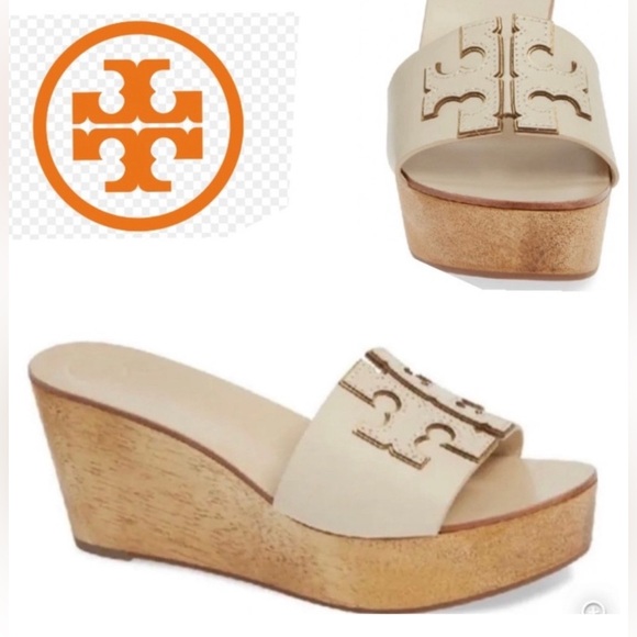 NWT authentic luxury summer spring beach Tory Burch Ines 80MM wedge slide/sandal - Picture 3 of 17